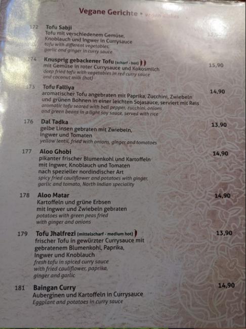 Eine Speisekarte